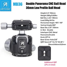 Low Profile Tripod Ball Head ALL Metal CNC Double Panoramic Ball Head 36MM Ball