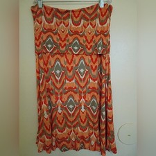 INC International Concepts Women's Colorful Fold Down Midi Skirt Sz L