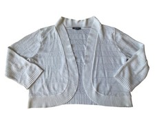 Elementz White Open Front Bolero Shrug Cardigan XL - 3/4 Sleeve lightweight USA