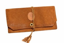 Vtg Rolf's split cowhide jewelry travel pouch, Clutch russett color, preowned EC