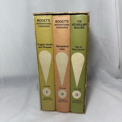 Vintage 1969 Roget's Thesaurus 3-Volume Desk Set w/ Index & Vocabulary Slipcase