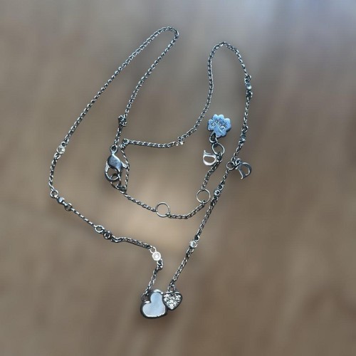 Dior Heart Necklace Shell Stone Charm Vintage, Rare 2000s, Used