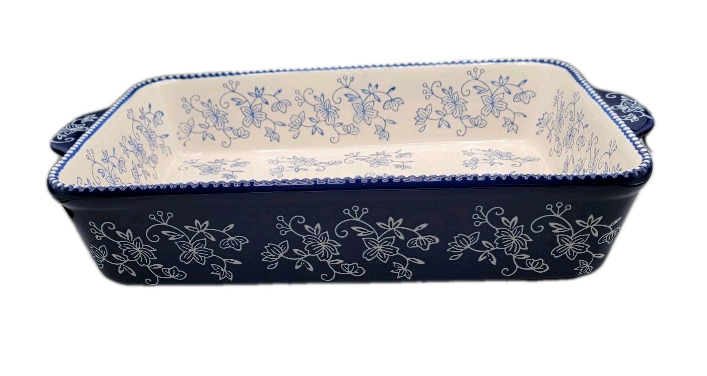 Temp-tations By Tara Cobalt Blue Lace 9 X 13 (4 Qt) Baking Dish
