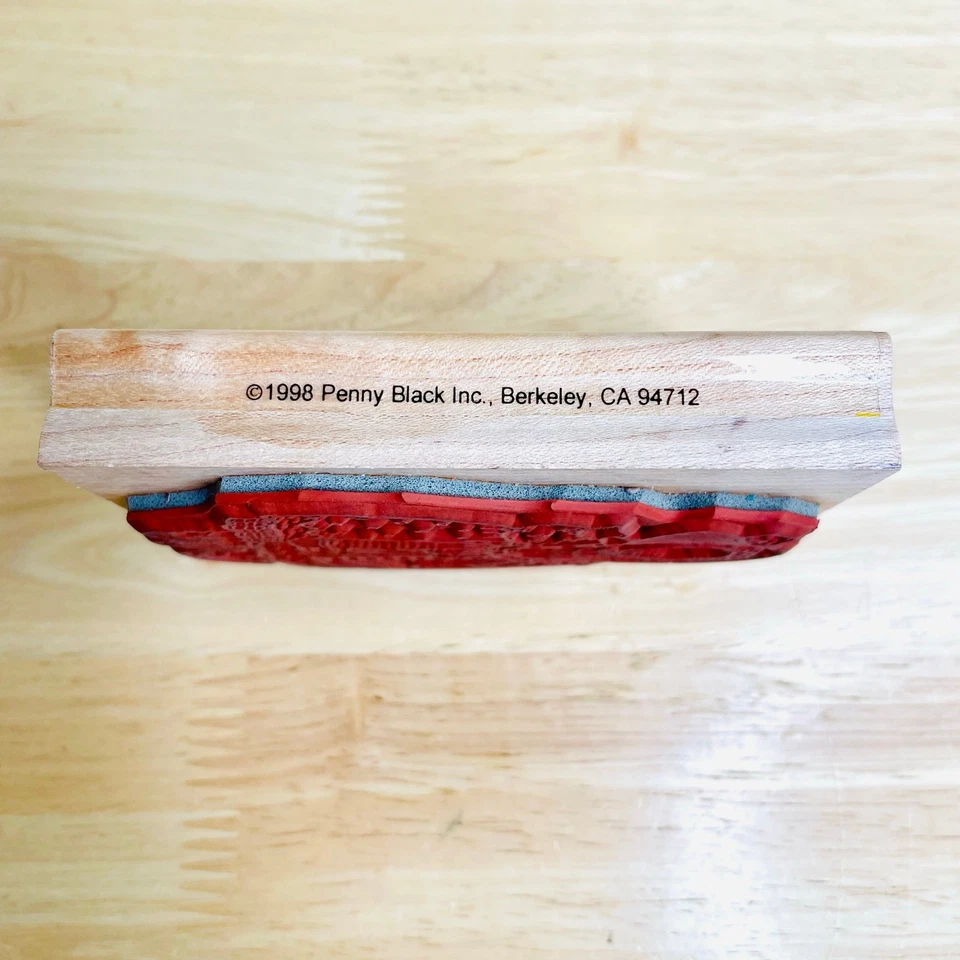 Винтажный черный резиновый штамп Penny 1998 Sharing a Moment смонтированный на дереве - Изображение 3 из 4