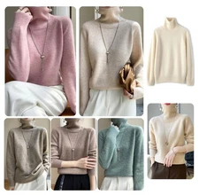 Cashmere Sweater Women High Neck Knitted Loose Sweater Pullover Warm Hoodie TOPS