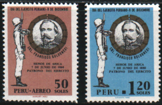 38788   Peru Stamps Scott #4525-26  Military Soldier Mint LH CV $3