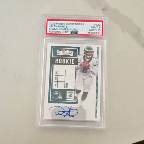 Panini 2020 Contenders Jalen Hurts Eagles Team Helmet-Auto #122 PSA 85656148