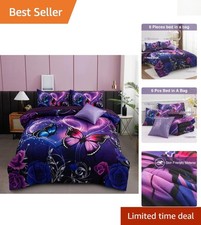 Enchanting 6-Piece Butterfly Printed Bedding Set - Perfect for Kids' Rooms