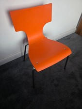 Easy chair for the Office/Visitors in Orange Polyproplene with Chrome Legs