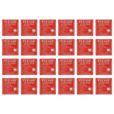24-Pack 6x6 inch Please Do Not Flush Bathroom Signage Decals-Vinyl Self-Adhesive