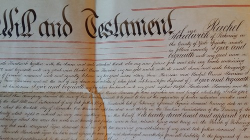 1867 GRANDE MANOSCRITTO PERGAMENA SUONERÀ RACHEL HARDWICK - PICKERING YORKSHIRE - Foto 9 di 16
