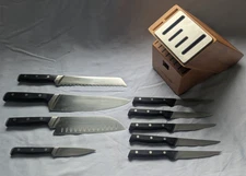 CALPHALON CLASSIC German Knives x9 KNIFEBLOCK Sharpener Santoku Chef KNIFE SET