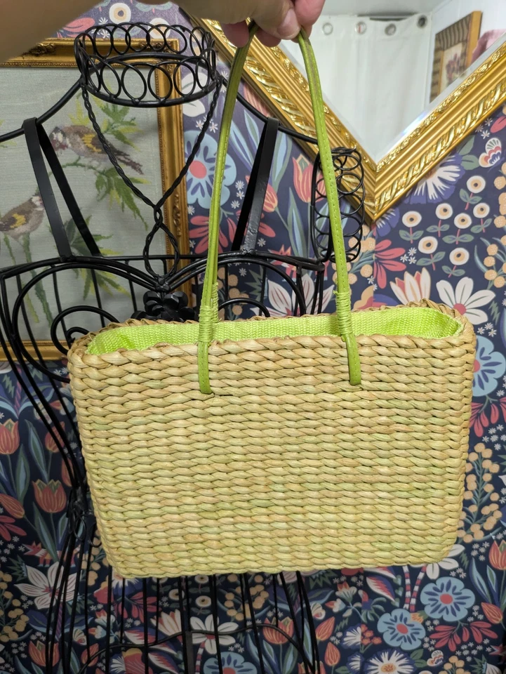 Sun N песок плетеный ручной сумка с короткими ручками сумочки пляж пальмы дерево блестки - Изображение 3 из 4