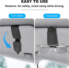 2 Pack Sunglass Holder Clip for Car Visor, Upgrade Magnetic Leather Visor Sun...