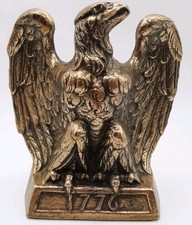 Vintage American Eagle Bookend Brass Bronze 1776 Colonial Virginia USA Made