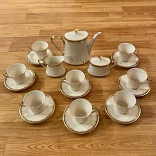 Lenox Eclipse Tea Coffee Set for 8 Cups Saucers Pot Creamer Sugar 21 Pieces