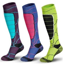 Merino Wool Ski Socks, Cold Weather Socks for Large Multi Colors 3 Pairs 