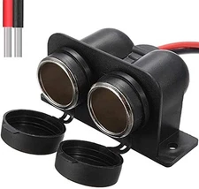 Cigarette Lighter Socket 12V Waterproof Dual Power Plug Outlet with Wire for ...