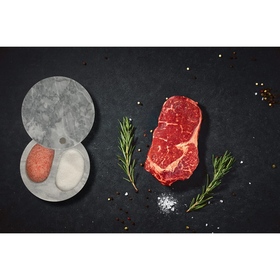 Adega de sal dupla de mármore branco, 4” x 4” x 2,5” - Imagem 4 de 4