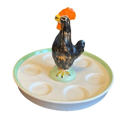 Vintage Crown Devon Hahn Ei / Eierbecher Halter Tellerständer Hahn selten