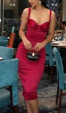 House of CB Red Wine Burgundy Midi Dress Sleeveless, Formal, Size Xs