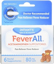 2 Pack Feverall Infants 6 Rectal Acetaminophen Suppositories 80Mg Each