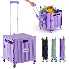 Folding Utility Cart Portable Rolling Crate Handcart Shopping Trolley Collaps...