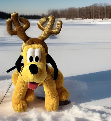 DISNEY STORE CHRISTMAS Exclusive PLUTO REINDEER Plush JINGLE BELLS 15 