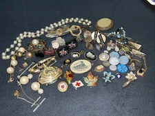 Vtg Lot - Cameos, Cufflinks, Pins, Brooches, Rings, Misc Jewelry - Valuable 925