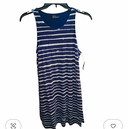 GAP Women’s XS Tank Dress Navy/Ivory Striped Scoop Neck Cotton Linen Knee