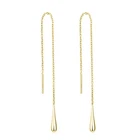 Sterling Silver Teardrop Line Pull Through Threader Dangle Earrings