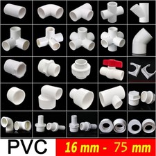White PVC Pipe Adhesive Fittings Sleeves Bend Elbow Tee Reducer Caps Ball Valve