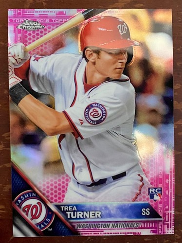 TREA TURNER ROOKIE ๐ฅ 2016 Topps CHROME #32 ๐ฅ PINK REFRACTOR RC SP ๐ ๐ - Picture 4 of 4