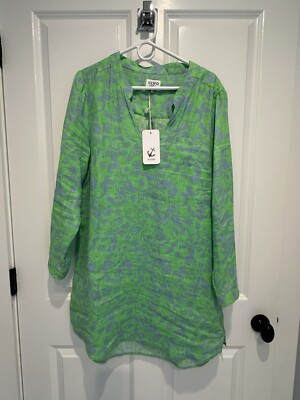 NWT $135 HIHO Tortola BVI Bananakeet Dress 100% Linen Dress Green Bird Resort