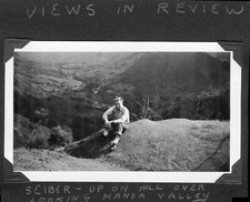 1943 WWII US Navy sailor  Sciber up on hill Manoa Valley Honolulu Hawaii Photo