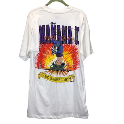 Vintage Senor Lopez T Shirt Large Bungee Jumping Single Stitch Manana University