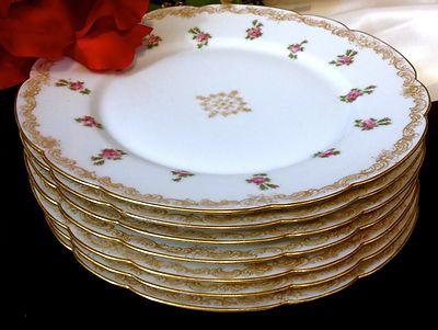 LIMOGES T&V FRANCE Signed Hand Painted 22K Gold Dinner Plate Set