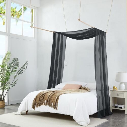Classic 30-foot Sheer Black Window Scarf - Perfect for Bed Canopy & Parties - Picture 5 of 11