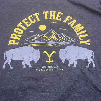 Yellowstone ''Protect The Family'' T-Shirt Men's Medium Charcoal Gray Paramount Ra