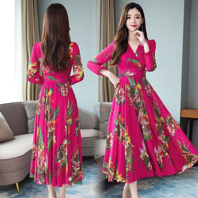 latest autumn Korean fashion elegant Long sleeve v-neck chiffon