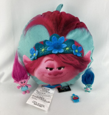 Hasbro 2015 Dreamworks Trolls Figures 1.5  & 3.5  PVC Mini Dolls & Poppy Pillow