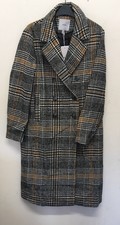 Ichi Women's Sorba Checked Black Coat Size 42 {z43}