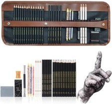31 Drawing Sketching Pencils Kit, Portable Artist Supples Travel Case Set has...