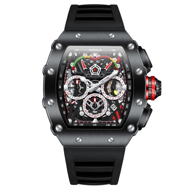 Multi-Function Quartz Watch Men's Watch Silicone Band