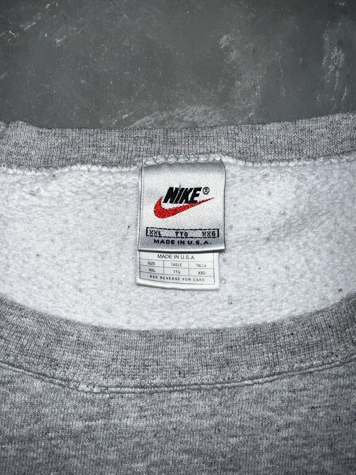 Vintage 90s Nike White Tag Grey Micro Swoosh Embroidered Crewneck Size 2XL