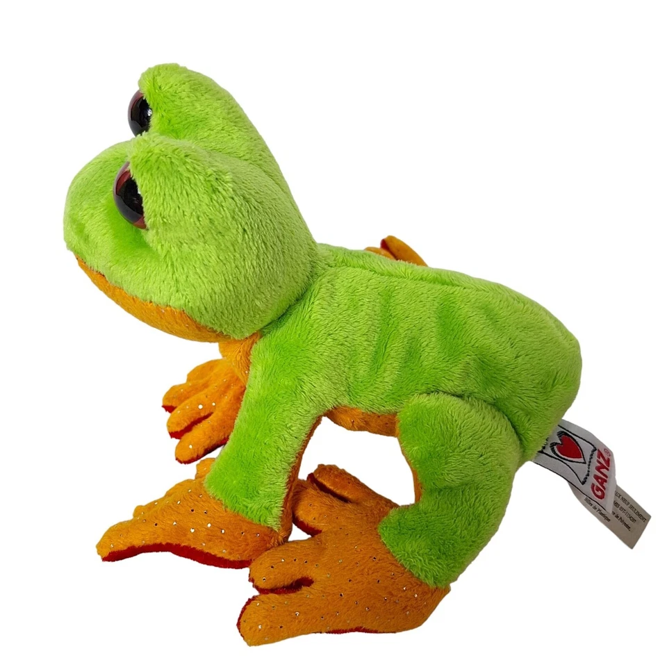 Ganz Lil Kinz Green Gold Tree Frog Plush Stuffed Animal HS109 6.5" - Image 4 of 4