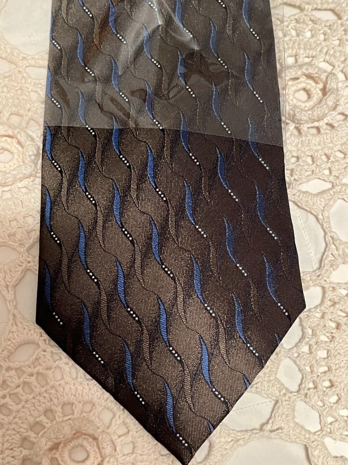 NEW Giorgio Cosani Handmade Silk Necktie Men's Tie Grey Blue Print