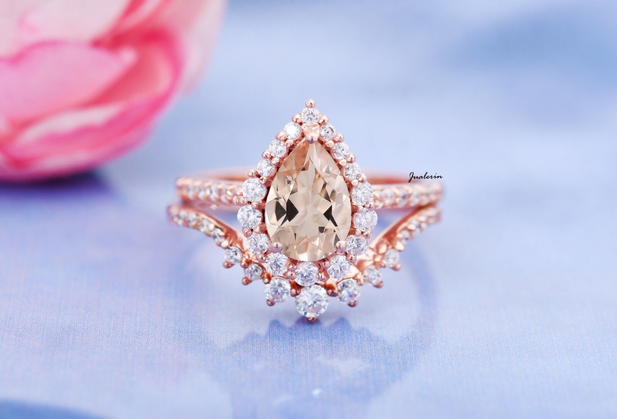 Morganite Ring Princess Diana Ring Unique Wedding Band Ring Gift