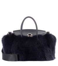 Moncler Evera Gm Blue Dyed Fox Leather Tote Bag, Purse, Handbag New Gorsuch