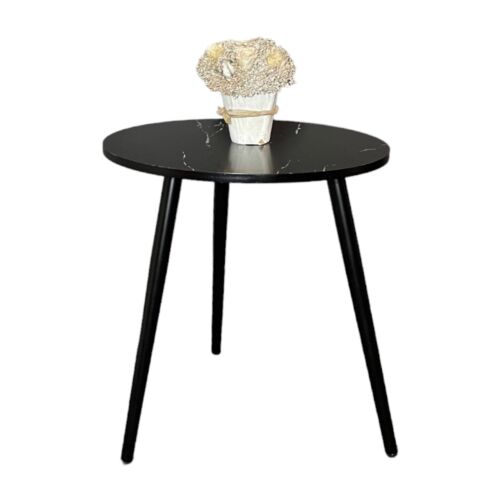 Black Marble Top Side Table with Black Legs Vintage Lounge Living Room - Picture 1 of 6